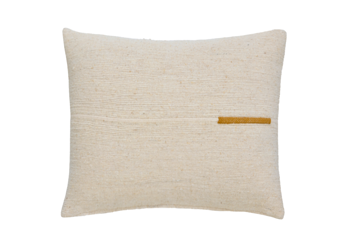 Handgewebtes Kissen "Sema white-ocre"