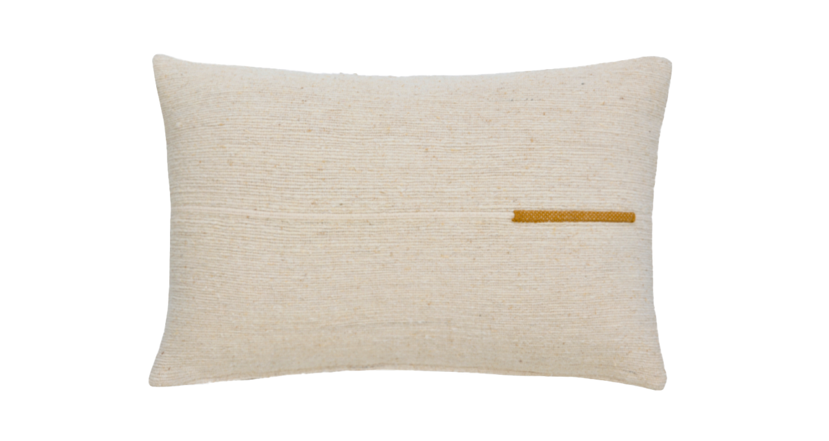 Handgewebtes Kissen "Sema white-ocre"